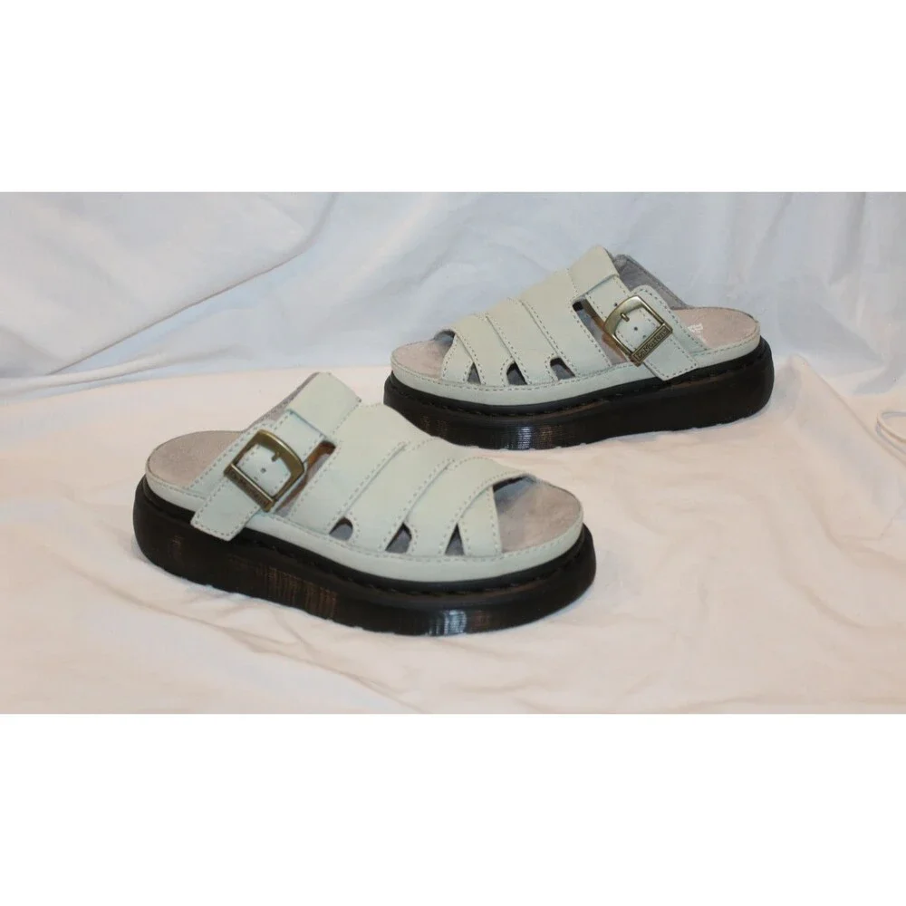 Dr Martens Women's Maxxy Slide Sandals Sage Green Leather Sandals US 10 EU 44